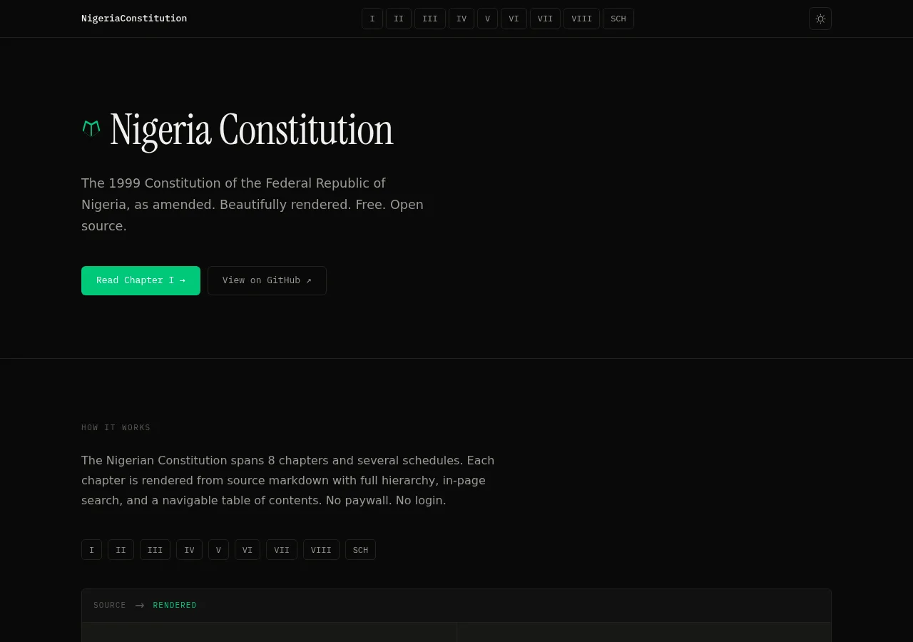 Nigeria Constitution site screenshot