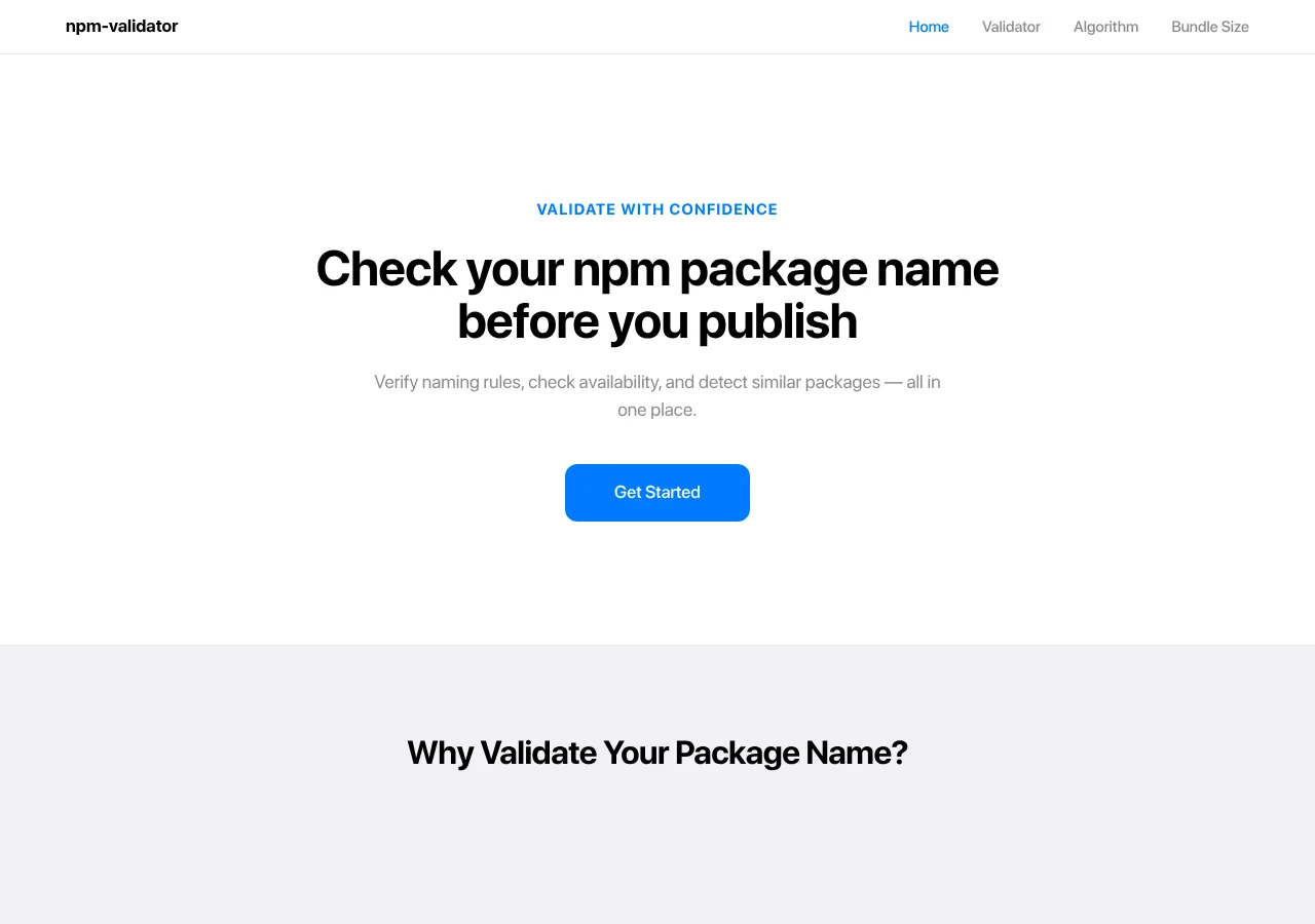 npm validator app screenshot