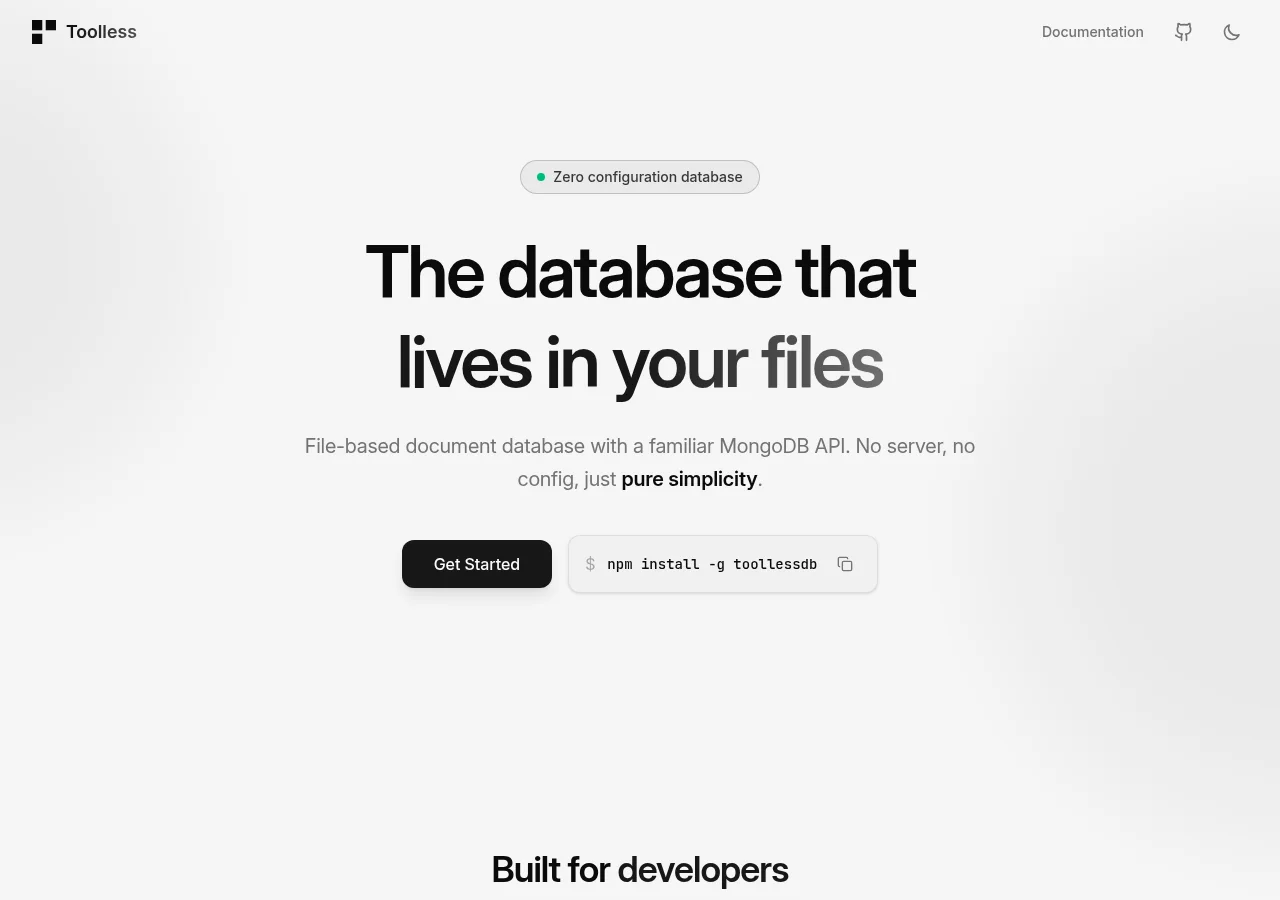 toolless docs site